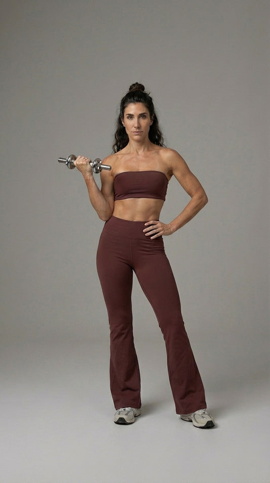 Brown Strapless Top Set