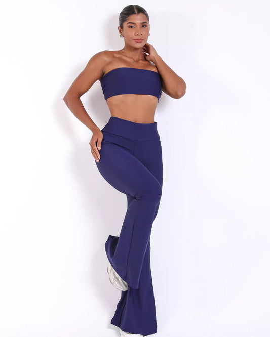 Blue Strapless Top Set